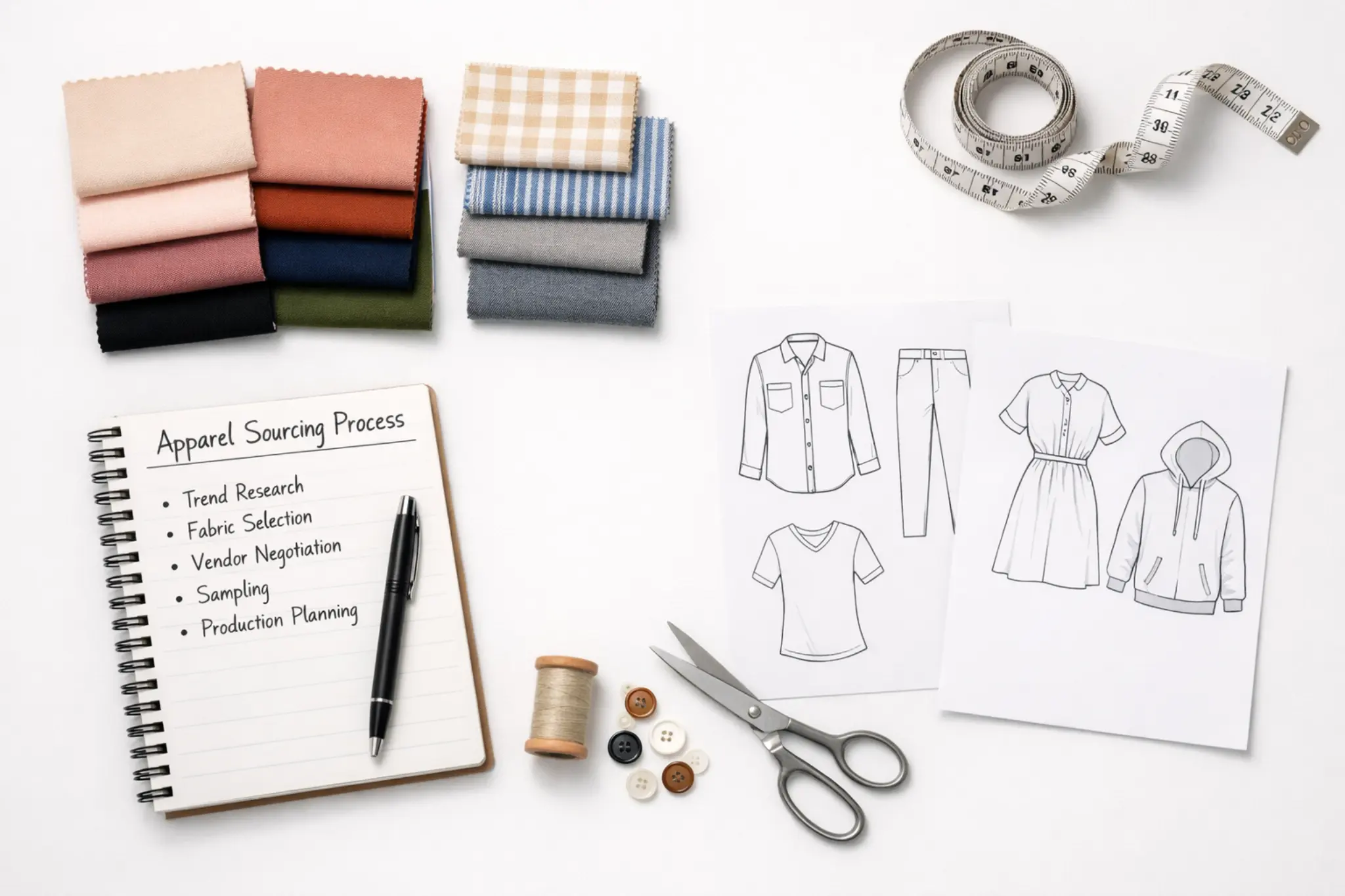 Apparel sourcing process with fabric and design tools
